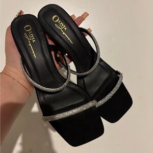 Black and Silver Women's Heels